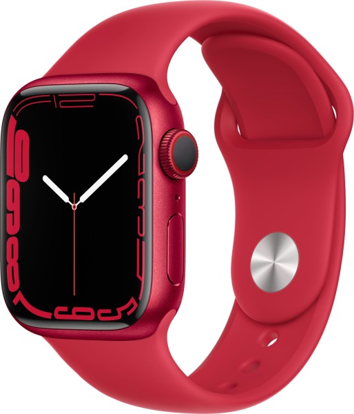 Apple Watch S7 Aluminium 41mm Cellular Rot - Sportarmband rot