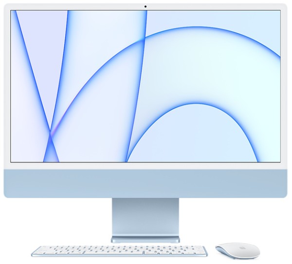 Apple 24-inch iMac with Retina 4.5K display: Apple M1 with 8-core CPU and 7-core GPU, 256GB - Blue
