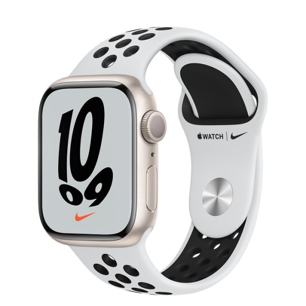 Apple Watch S7 Nike Aluminium 45mm Sternenlicht - Sportarmband platinum/schwarz