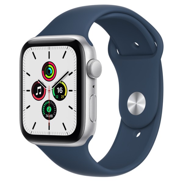 Apple Watch SE 2021 Aluminium 44mm Cellular Silber Sportarmband abyssblau