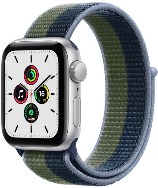 Apple Watch SE 2021 Aluminium 40mm Cellular Silber Sport Loop abyssblau/moosgrün