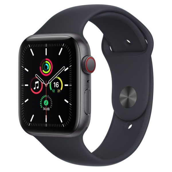 Apple Watch SE 2021 Aluminium 44mm Cellular Space Grau Sportarmband mitternacht