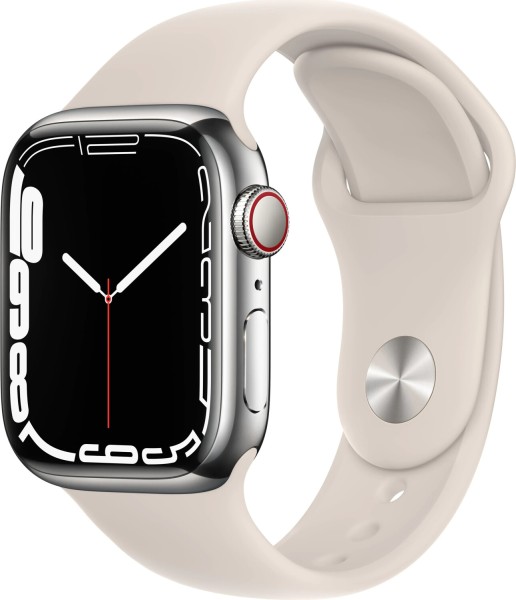 Apple Watch S7 Aluminium 41mm Cellular Sternenlicht - Sportarmband sternenlicht