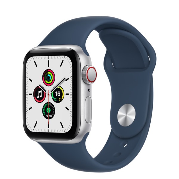 Apple Watch SE 2021 Aluminium 40mm Cellular Silber Sportarmband abyssblau
