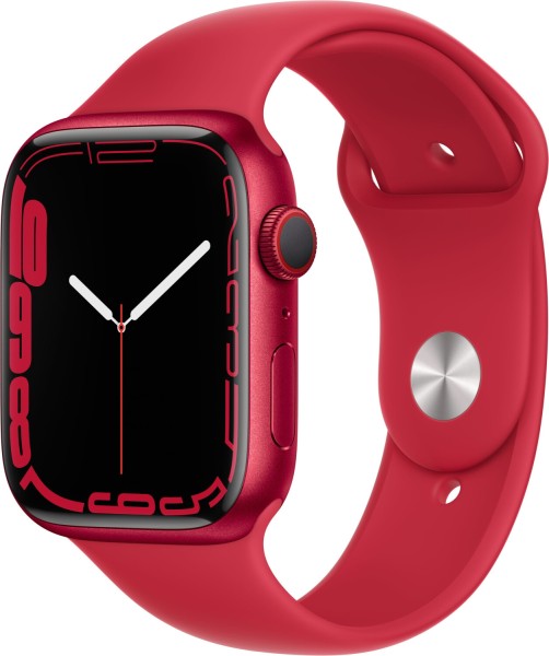 Apple Watch S7 Aluminium 45mm Cellular Rot - Sportarmband rot