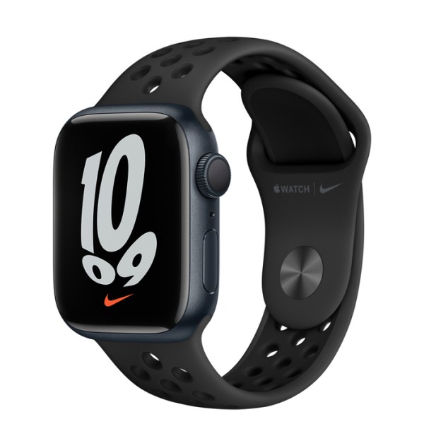 Apple Watch S7 Nike Aluminium 41mm Cellular Mitternacht - Sportarmband anthrazit/schwarz